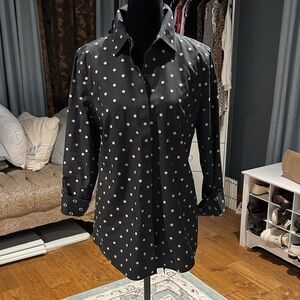 Chico's Black and White Polka Dot Button Down Shirt
